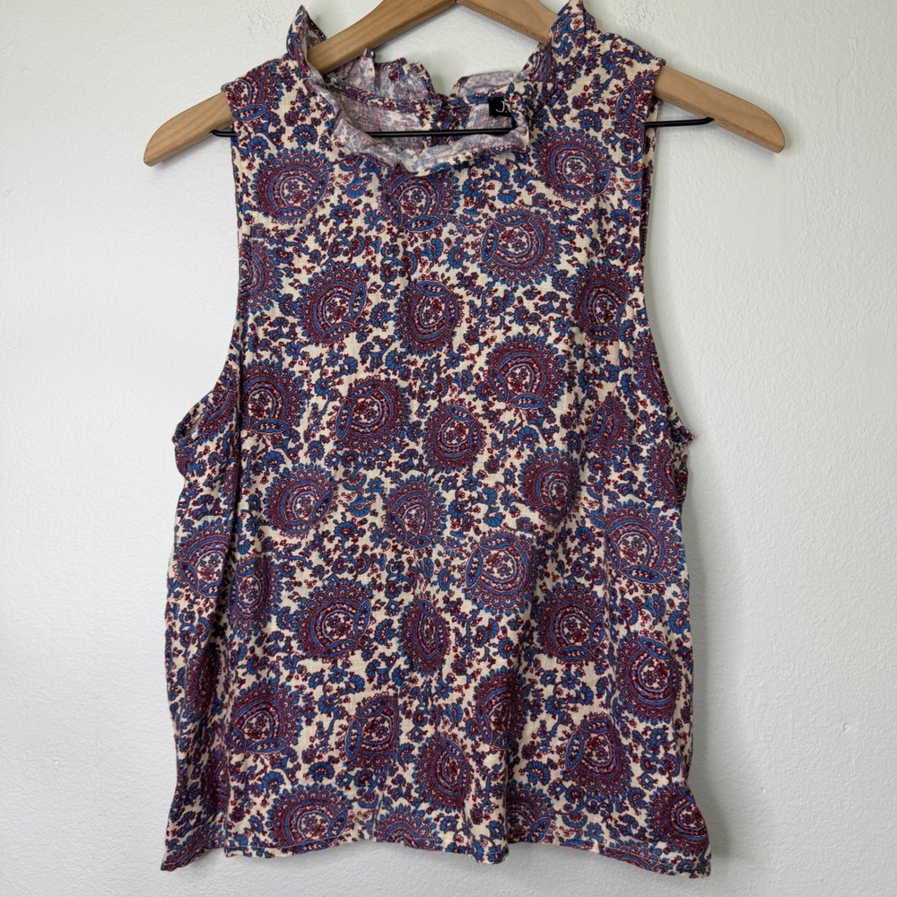 J. Crew - Paisley Floral Linen Ruffle Blouse Size Medium